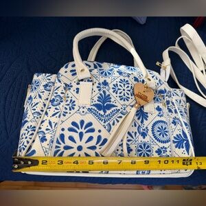 Blue and White Patterned Women's Bag